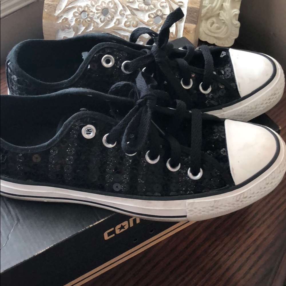 Black sequined converse